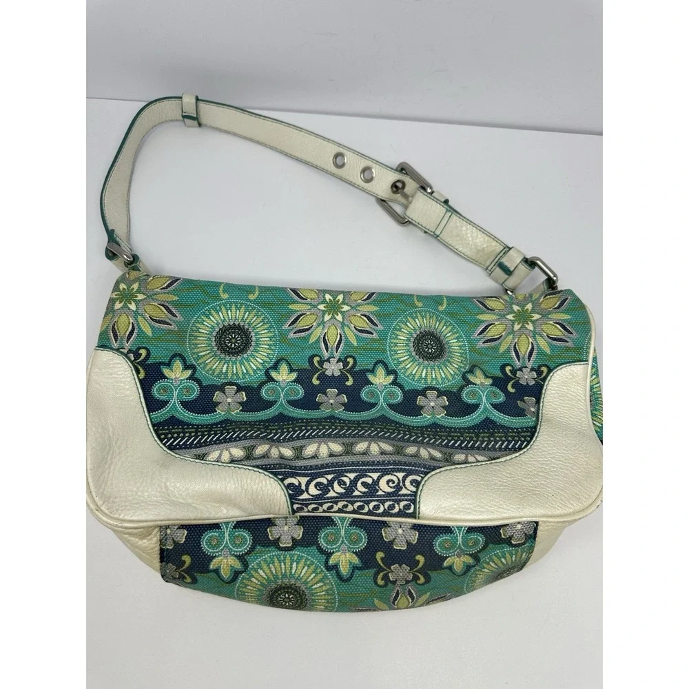 Vintage Y2K The Sak Leather Hobo Shoulder Bag Boho Floral Beaded Z0